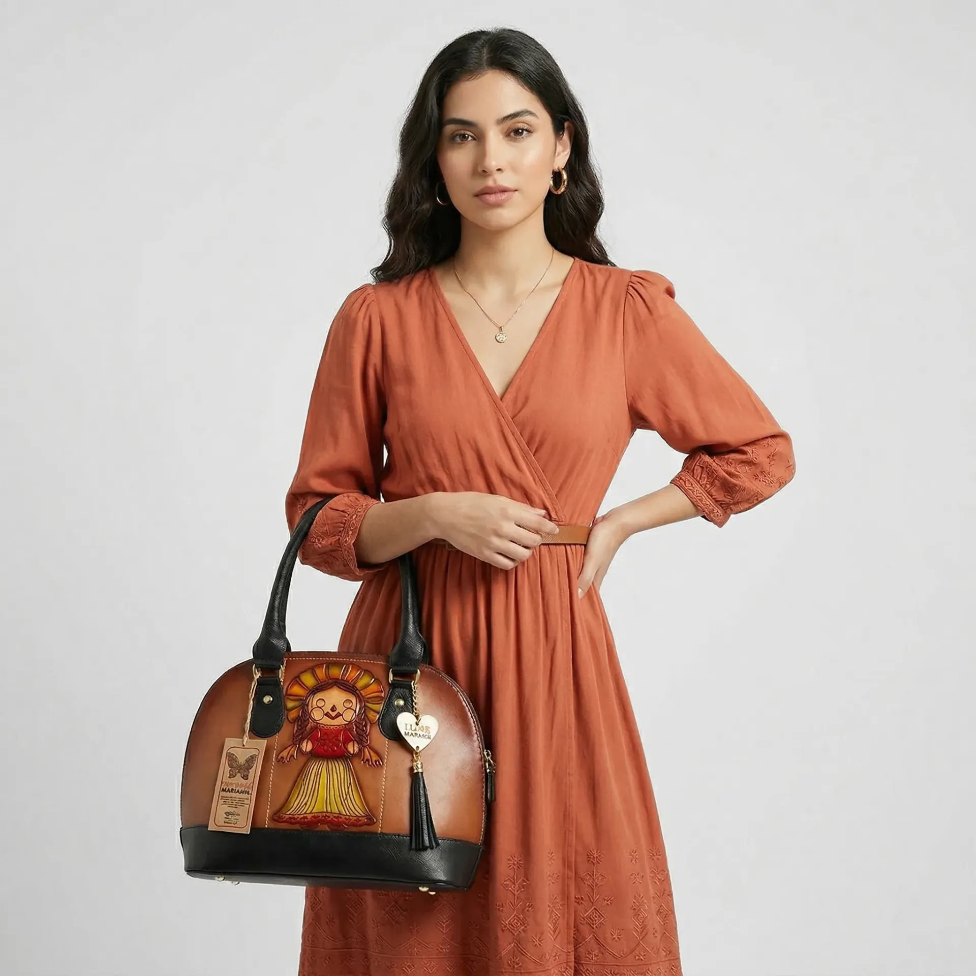 BOLSO VAQUETA ARTESANAL ABIGAIL LELE BICOLOR SHEDRON NEGRO 06