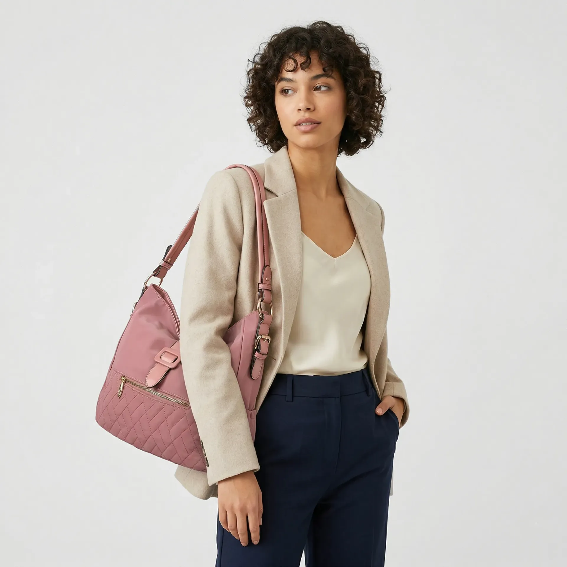 IMPORTACION BOLSA UN ASA ROSA