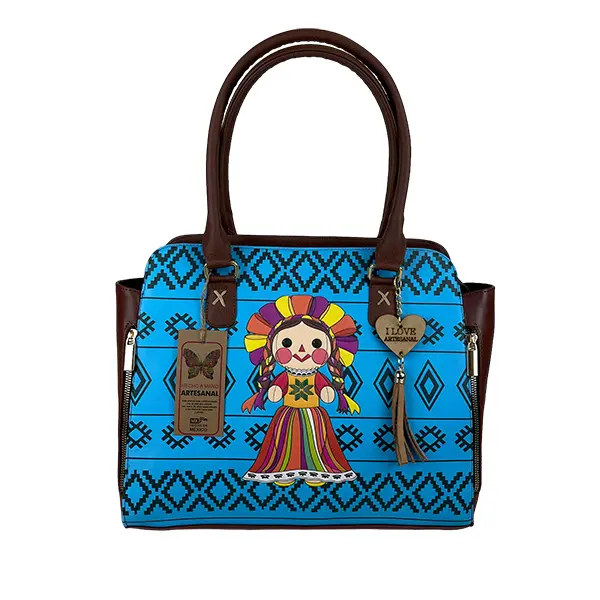BOLSO VAQUETA ARTESANAL LORENA 2 LELE AZUL SHEDRON V