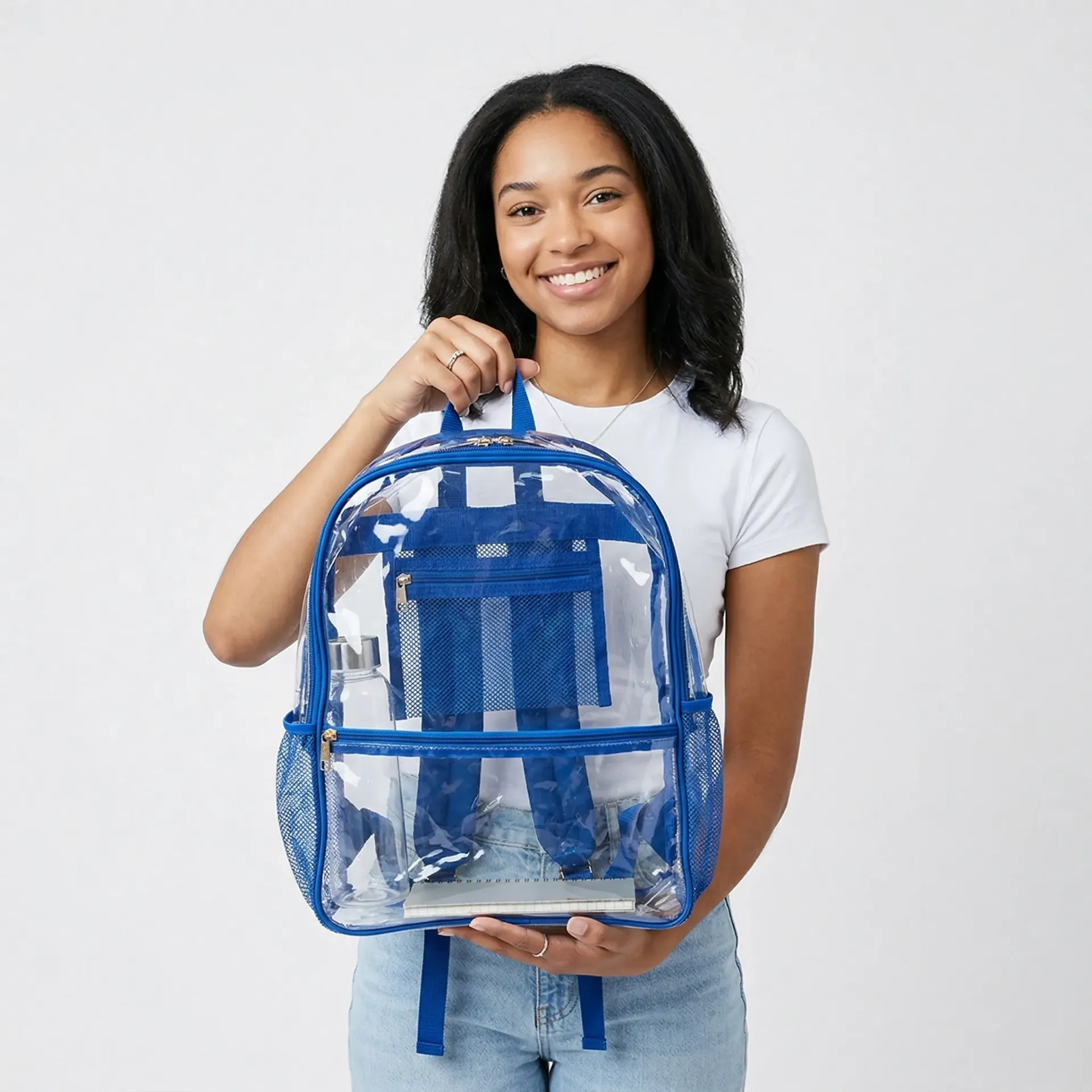 [B01118616AZU] IMPORTACION MOCHILA TRANSPARENTE 1186-16 (AZUL REY)
