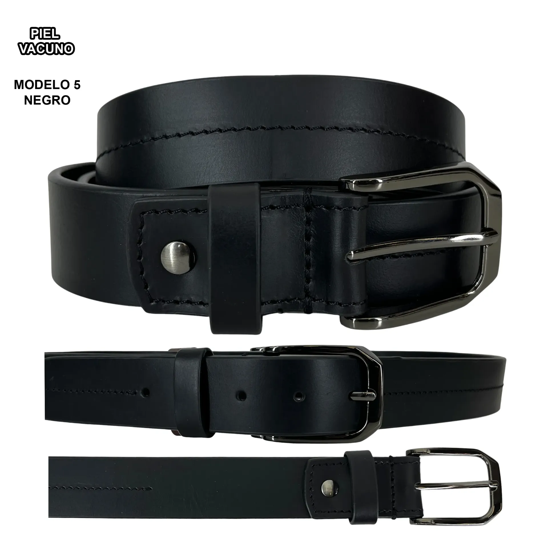 [CIN5PNE34] CINTURON PIEL MODELO 5 (NEGRO, 34)